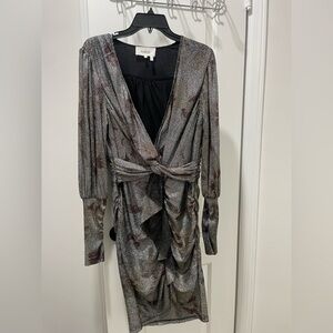 ba&sh Shimmering Silver Long Sleeve Dress